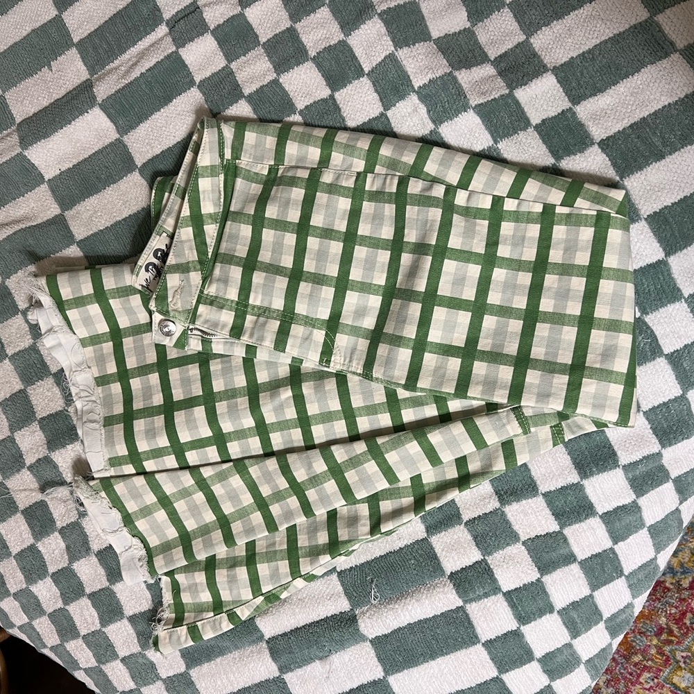 We The Free Green Plaid Boot Cut Pants